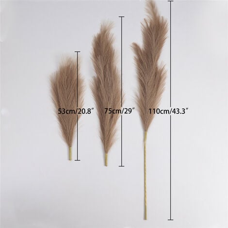 Lot de 3 Herbes de la Pampa Sechees Artificielle 110cm Deco Bohème pour Mariage Salon Chambre - Marron