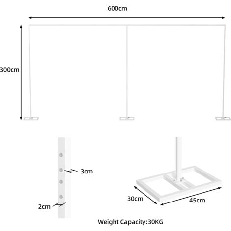 Kit Arche Double Mariage En Fer – Support Décoration Réglable 3m X 6m – Pour Mariage, Anniversaire, Photo – Capacité 15 Kg