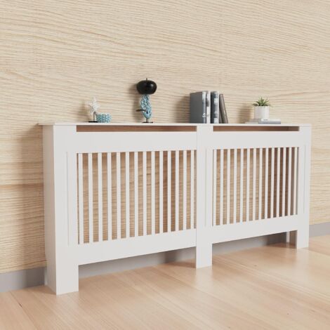 Cache Radiateur Blanc - Grille Cache Radiateur Maison en MDF Couvre Radiateur Bois Cache-Radiateur Mural Couverture de Radiateur - Vertical XL H92 x W172 x D19 cm