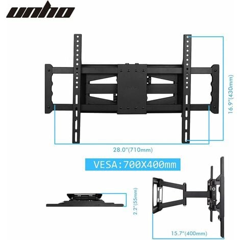 Premium TV Support Mural 37-80  Jusqu'À 70kg Télescopique 80 CM Pivotant