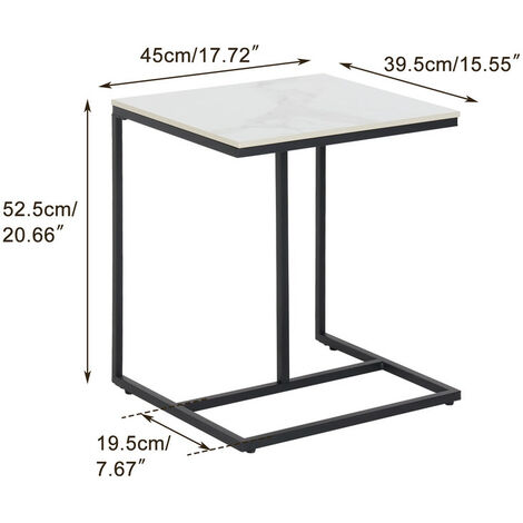 Table D’Appoint Marbre Carrée FATIVO – Design Luxe Doré 2 Niveaux, Pierre Frittée Ultra Résistante, Idéale Salon, Chambre Ou Bureau (45x45x56cm)