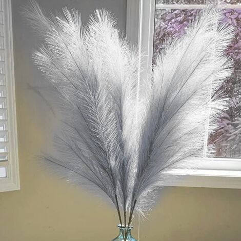 Lighterday Lot De 6 Grandes Herbes De La Pampa Artificielles - Décoration Bohème 110cm Blanc Pour Maison Et Mariage