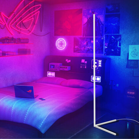 Lampadaire LED d’Angle 20W - RGB Lampadaire sur Pied Décoratif Lampe Salon Réglable à Télécommande - 41x140cm