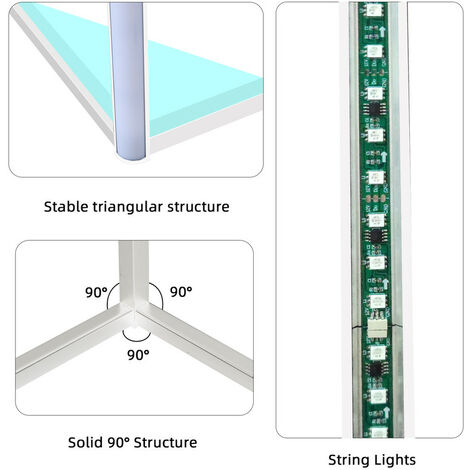 Lampadaire LED d’Angle 20W - RGB Lampadaire sur Pied Décoratif Lampe Salon Réglable à Télécommande - 41x140cm