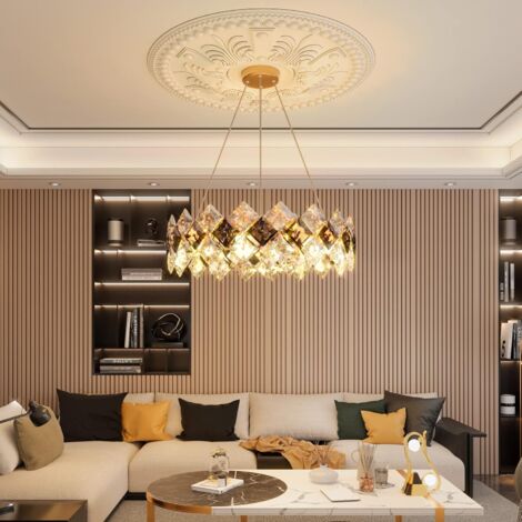 Lustre Salon Cristal Moderne Suspendu - Luminaire Plafonnier LED avec Lampes pour Salle à Manger Salon - 60 x 35 cm