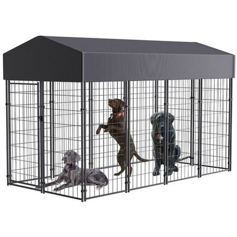 Chenil extérieur cage enclos parc animaux chien d'extérieur pour chiens 100  cm 02_0000344