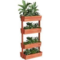 Unho – Potager vertical en bois sur pied 4 niveaux – Jardinière extérieure résistante aux intempéries – Hauteur ergonomique pour jardinage confortable