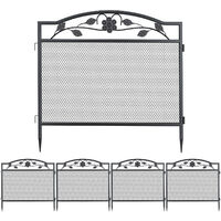 Unho – Clôture de jardin en fer forgé 5pcs – Bordure décorative 80x80cm – Résistante à la rouille – Installation facile sans assemblage