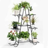Étagère à Fleurs Fer Forgé Porte Plante Intérieur Extérieur Escalier Échelle Plante Fleur avec 9 Tablettes pour Maison Jardin Balcon Terrasse