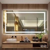 Miroir Salle de Bain Lumineux - Miroir Mural LED Salle de Bain Doubles  Bandes LED Anti-Buée