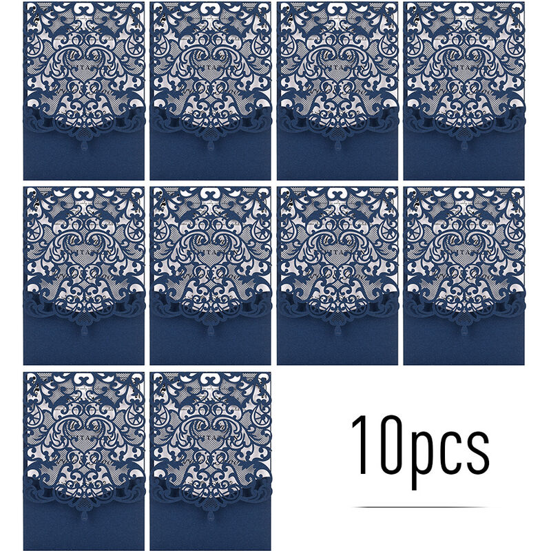 10pcs Papier Perle Cartes D Invitation Florales Kits De Cartes De Voeux Porte Invitations Pour Anniversaire De Mariage Modele Sans Carte Interieure Carte D Invitation A Motif D Abeille Creuse D01 Colle De Mer Bleu