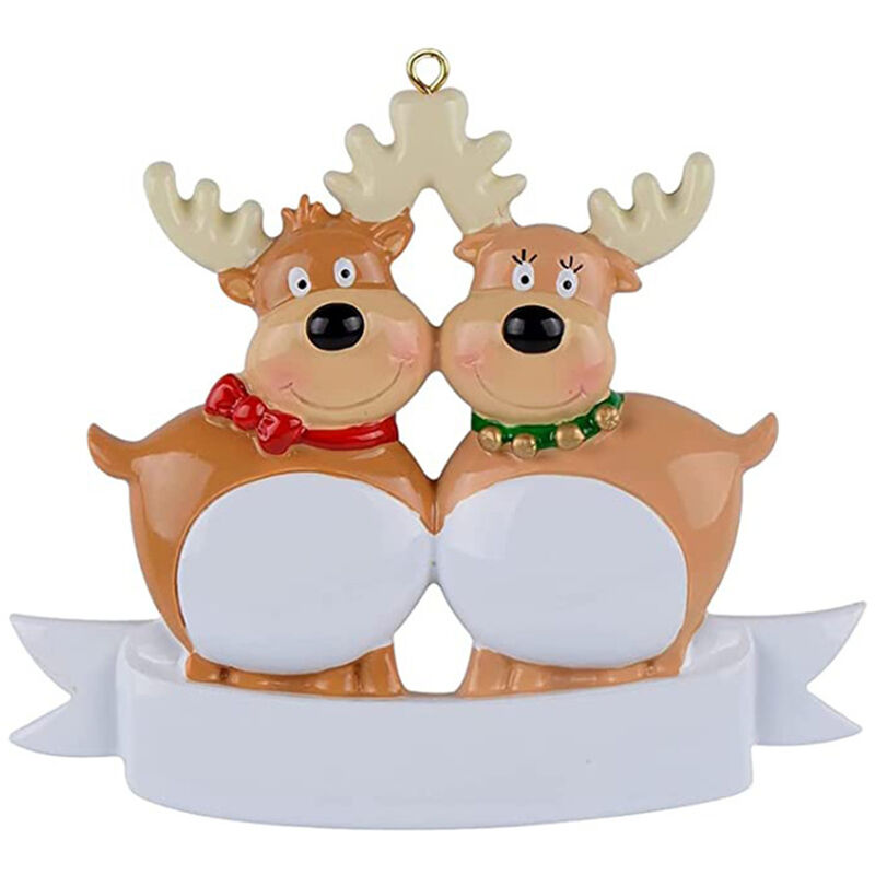 Famille de 2 HEYWR Elk Love DIY Pendentif de liste d/'arbre de,Ornement de Noël Familial personnalisé Cadeau d/'hiver de Vacances de cerf Mignon 2021 Décorations d/'ornement de Famille durables