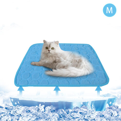 Tapis De Glace Pour Animaux De Compagnie En Soie Glacee Tapis De Couchage Rafraichissant Pour Chats Et Chiens Bleu Taille M H339m 786