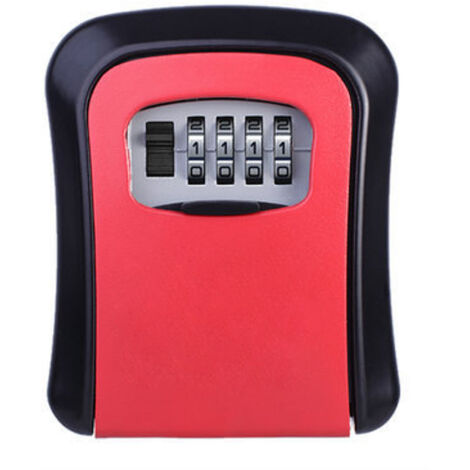 Caisse Portable en Acier Rouge avec Clef Garde de Sécurité et Rangement 