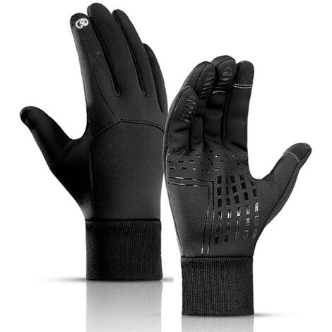 Chaud Hommes noir d'hiver en cuir Moto Plein Doigt écran Tactile Chaud Gants 