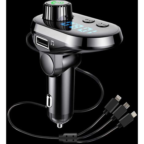 Bovon Transmetteur FM Support USB Flash Drive /& Carte TF Bluetooth Kit de Voiture sans Fil Adaptateur Radio Chargeur de Voiture avec Double USB Port Noir Appel Mains Libres