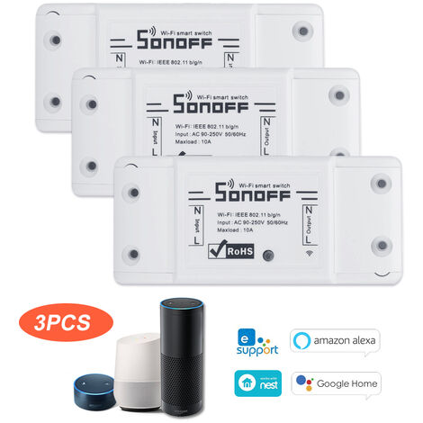 Kaemma Sonoff WiFi Smart Switch Module Universel de domotique Intelligente avec Prise de Commande ABS Shell à Distance pour la Maison de Bricolage Color:White 