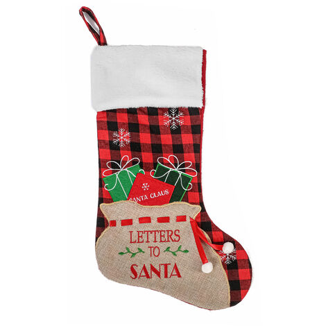 Bas De Noel 18 Pouces Classique Grand Bas De Noel En Jute Style Plaid Avec  Manchette