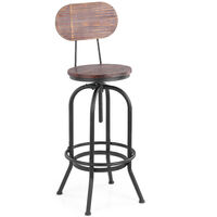 Chaise de bar en bois de pin de style industriel retro tabouret de bar table a manger et chaise hauteur de reglage rotative, quantite 1