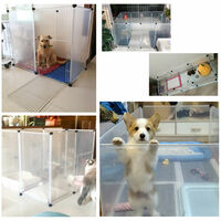 Cloture combinee gratuite pour chiens et chats， (blanc transparent avec porte-12 pieces de S) adaptee aux animaux pesant moins de 10 kg
