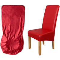 Housse de chaise de salle a manger, housse de chaise amovible a haute elasticite en cuir PU lavable housse de protection de siege de chaise etanche pour la ceremonie de mariage d'hotel de fete a la maison,modele:Rouge