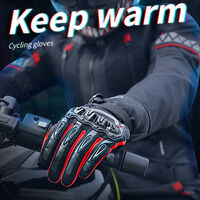 BSDDP Gants chauds de moto électrique d'hiver pour hommes et femmes Épaississement et polaire Gants d'équitation longs Écran tactile, rouge XL