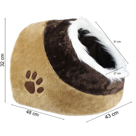 Maison Pour Chat Grotte Pour Animaux En Peluche 48 X 43 X 32 Cm Marron Materiau