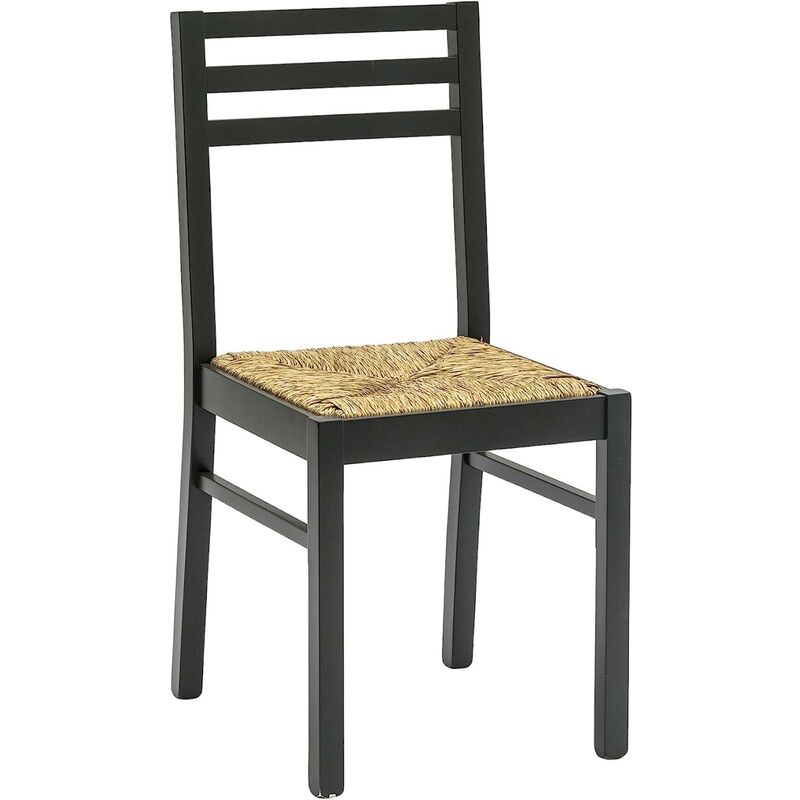 2 Sedie Moderne Laccato Nero con Cuscino Nero Legno Massello