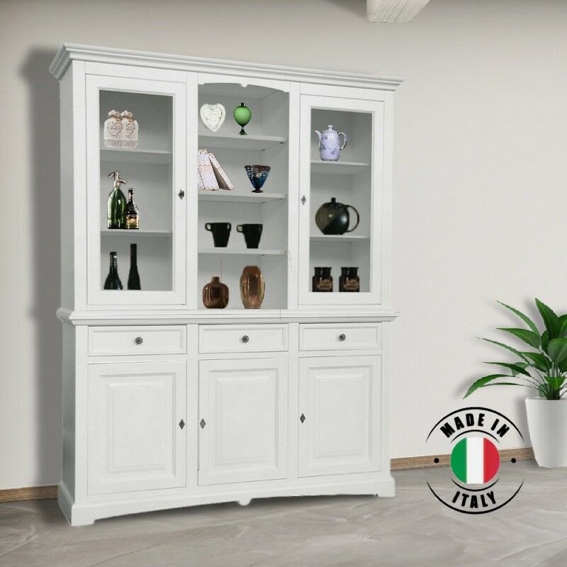 Libreria Piattaia Sospesa 80 cm in Legno Bianco 3 Ripiani