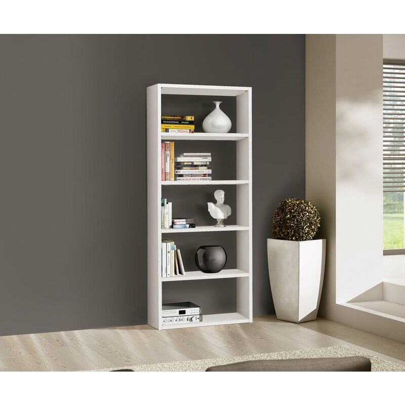 Skraut Home - Scaffale libreria a parete -, contemporaneo, 8 scompartimenti  portaoggeti, montaggio orizzontale e verticale, bianco mate, dimensioni:  68,5x161x25cm di profondità