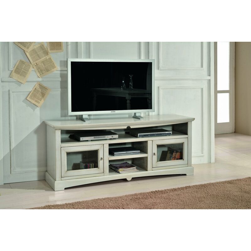 MOBILI 2G - MOBILE PORTA TV GOCCIA LEGNO GRIGIO PATINATO ARTE POVERA  170x46x69