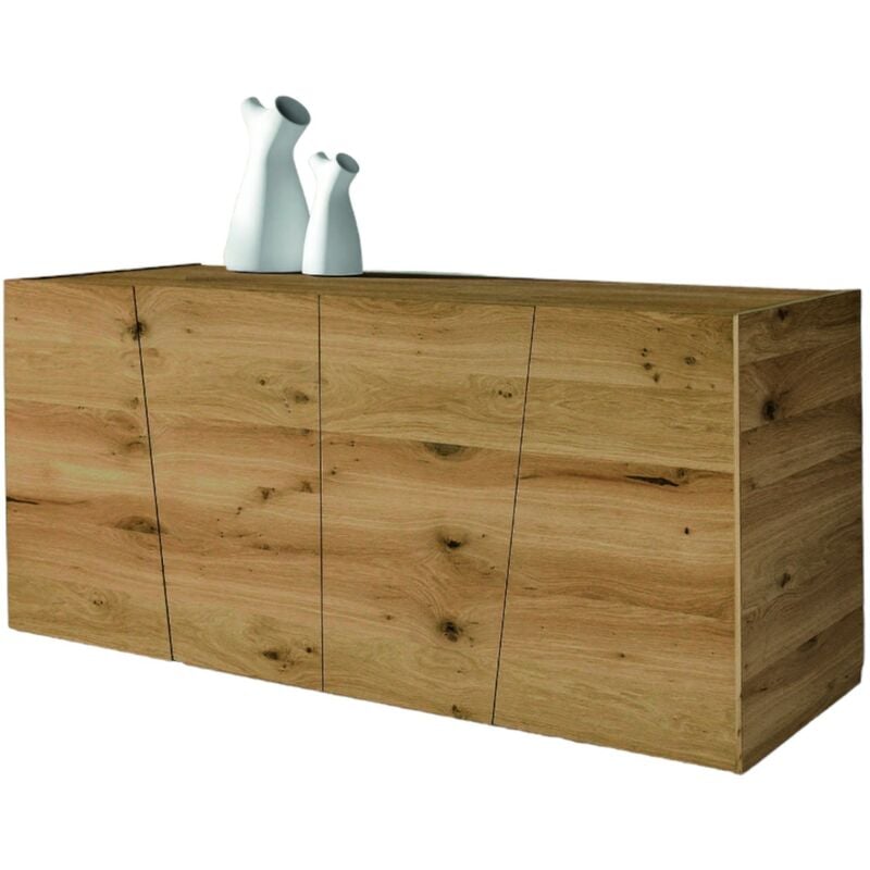 MOBILI 2G - MADIA CREDENZA IN LEGNO ROVERE NODATO SPAZZOLATO L.180X50X75