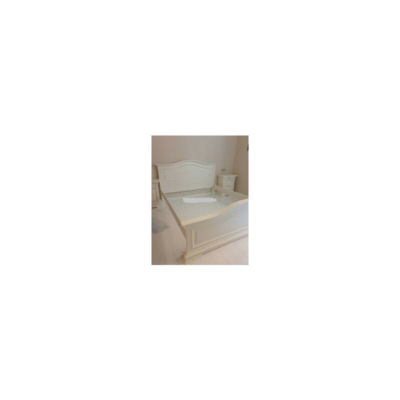 MOBILI 2G - LETTO MATRIMONIALE SAGOMATO SHABBY CHIC BIANCO LEGNO MA