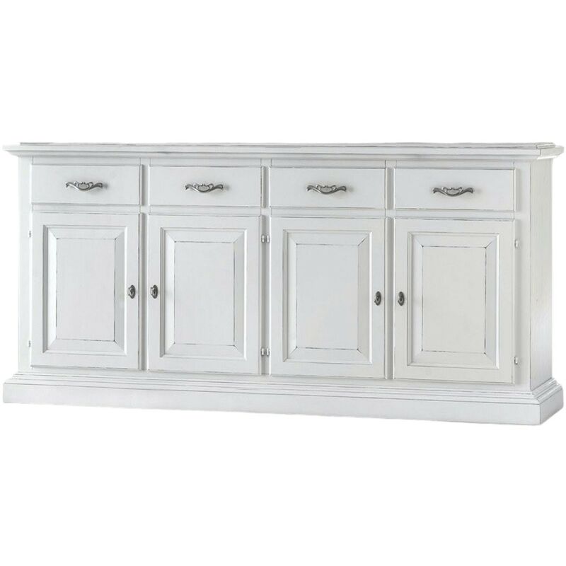 MOBILI 2G - Madia Credenza Shabby chic in legno 4 porte bianco inve