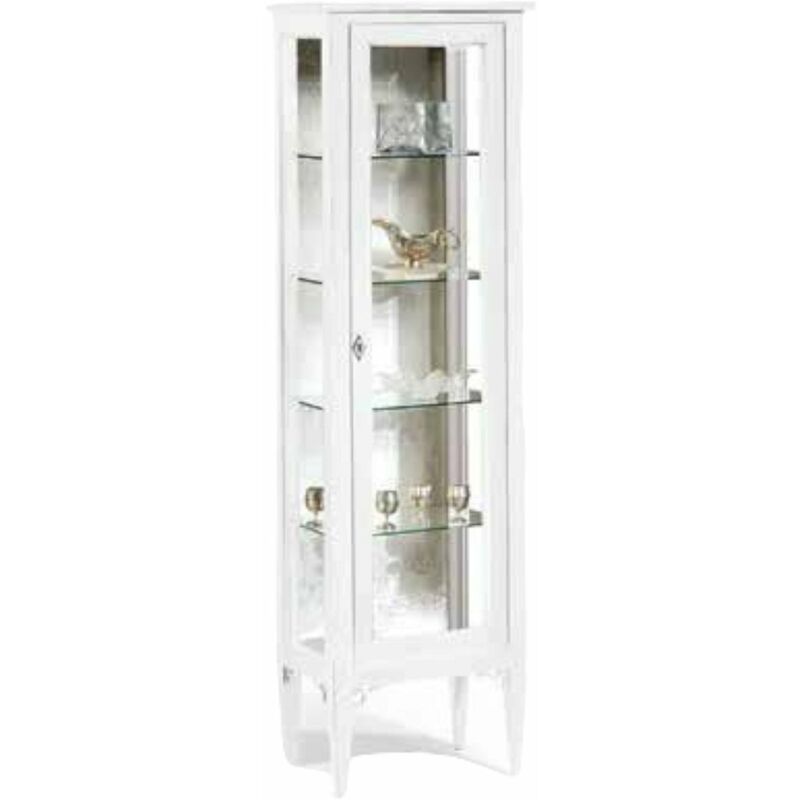 MOBILI 2G - VETRINA 1 PORTA IN LEGNO BIANCO SHABBY L.50 P.34 H.140