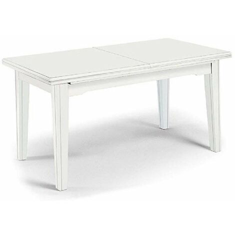 MOBILI 2G - TAVOLO ARTE POVERA ROTONDO COLORE BIANCO OPACO D.120, 1 ALLUNGA  40 CENTIMETRI