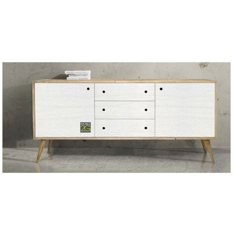 MOBILI 2G - MADIA CREDENZA IN LEGNO GREZZA 2 ANTE L.116 P.49 H.98