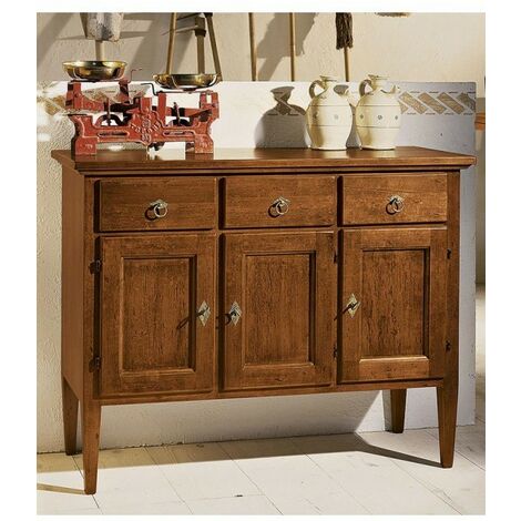 MOBILI 2G - MADIA CREDENZA IN LEGNO 3 PORTE 3 CASSETTI TINTA CILIEG