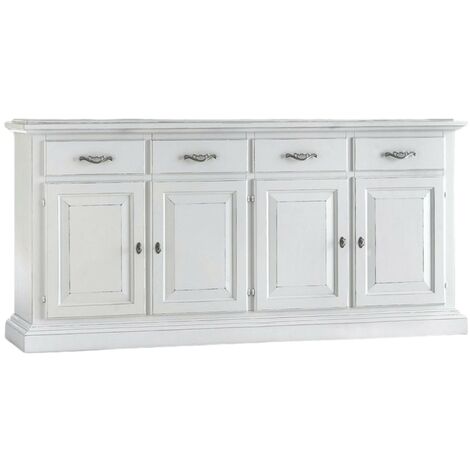 MOBILI 2G - Madia Credenza Shabby chic in legno 4 porte bianco inve