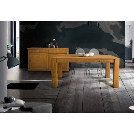 MOBILI 2G - TAVOLO ALLUNGABILE IN LEGNO DI ROVERE NODATO MISURA L.140 P.90 H .77