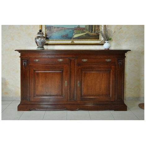 MOBILI 2G - MADIA CREDENZA PIATTAIA IN LEGNO TINTA NOCE L.137 P.50