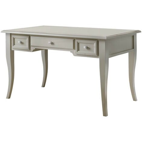 MOBILI 2G - SCRIVANIA SHABBY 3 CASSETTI IN LEGNO GRIGIO 140X80X80