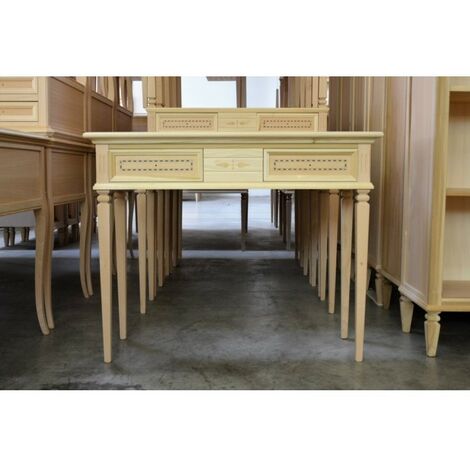 MOBILI 2G - CONSOLLE CLASSICA 2 CASSETTI INTARSIATA LEGNO GREZZO 100X37X80