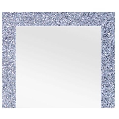 MOBILI2G - Specchiera glitter argento rettangolare- Misure: l.65 x h.85 x  p.3