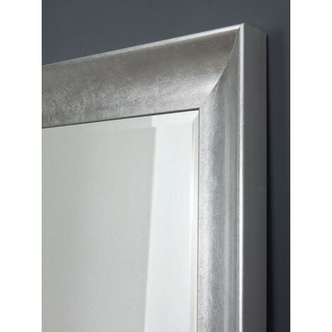 MOBILI2G - Specchiera foglia argento brillante rettangolare- Misure: l.90 x  h.200 x p.7