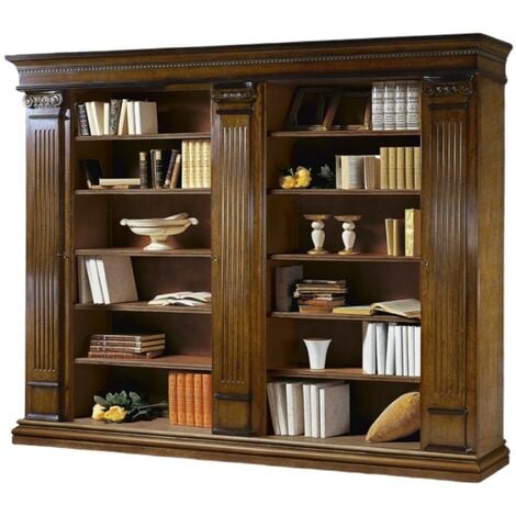 MOBILI 2G - LIBRERIA CLASSICA 3 PORTE E 22 RIPIANI IN LEGNO 306X52X240