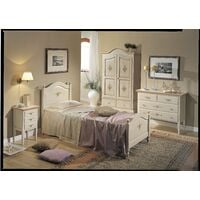 MOBILI 2G - LETTO MATRIMONIALE SAGOMATO SHABBY CHIC BIANCO LEGNO MASSELLO