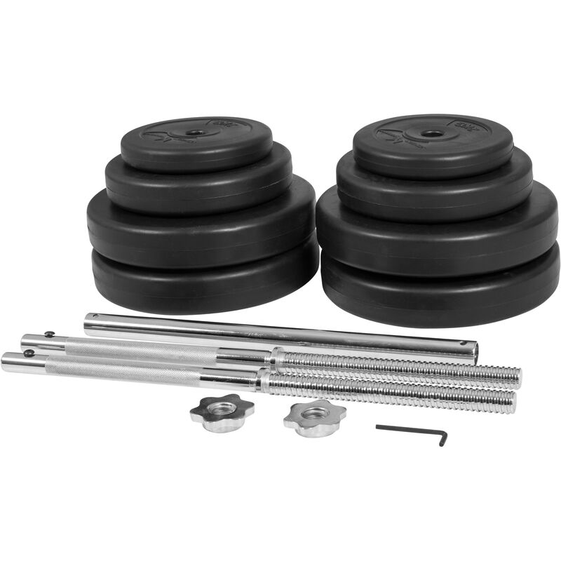 GYRONETICS® Set de Barres d'Haltère - Longue, avec Disques de Poids 60 kg,  2x2 kg