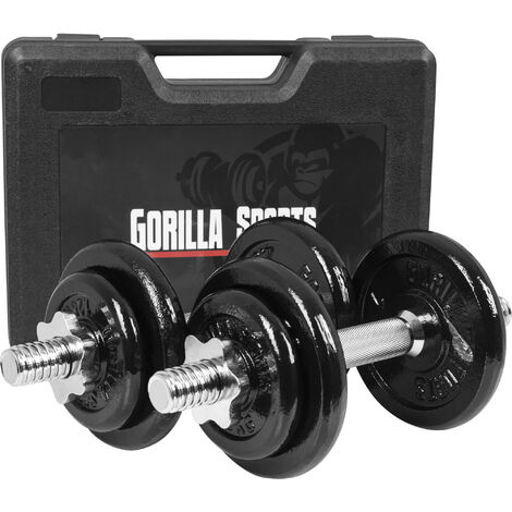GORILLA SPORTS ® Kit d'haltères courts de 20 KG avec disques