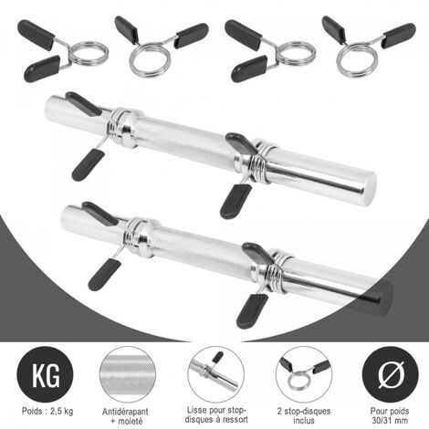 Lot Barres Et Poignées Tirage Gorilla Sports - 3 Accessoires Chromés Pour Musculation Dos